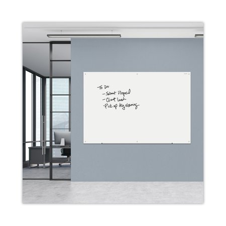 Universal Frameless Glass Marker Board, 72" x 48", White UNV43234